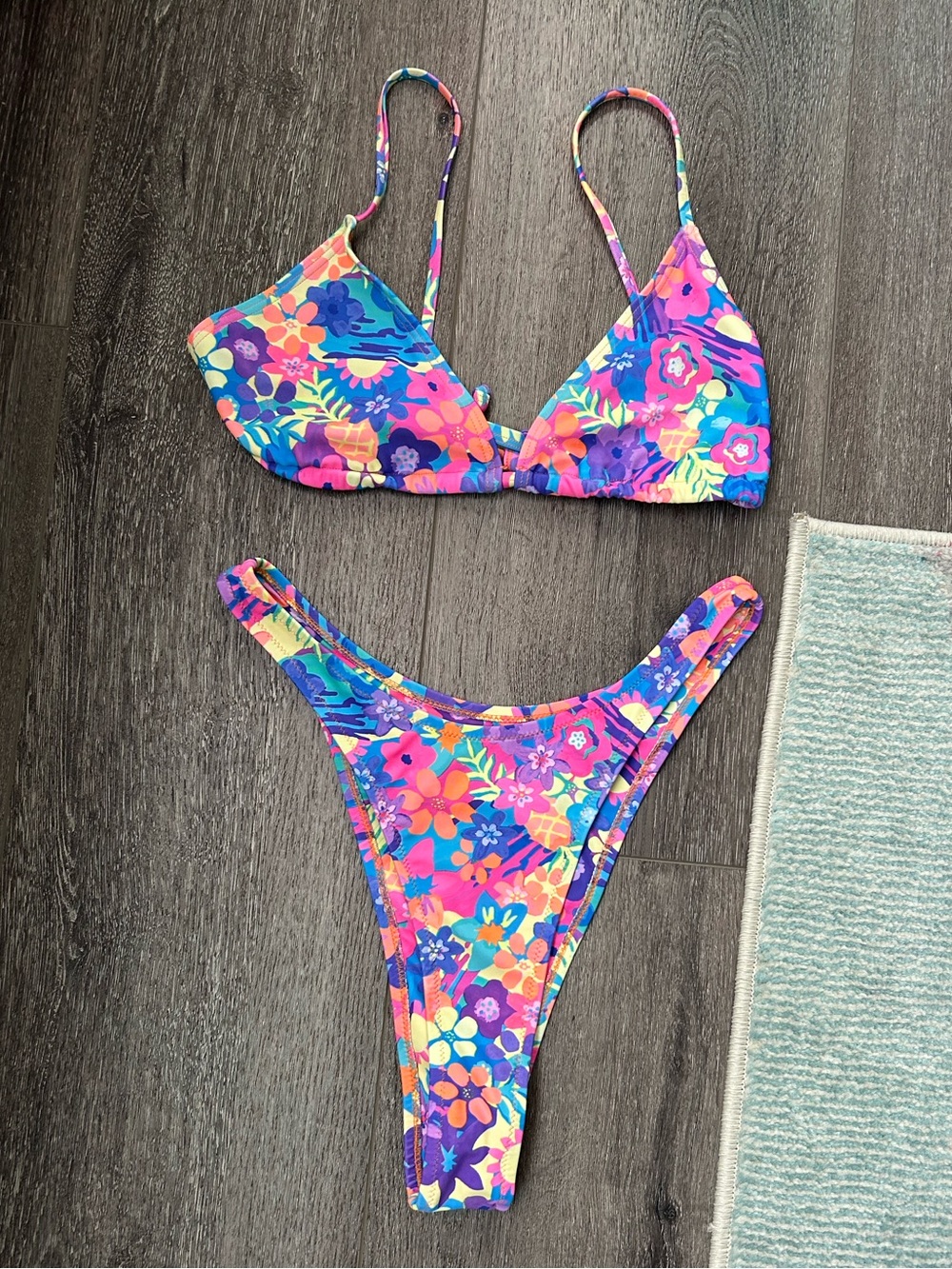 Kulani Kinis Purple Tropical Floral Bikini Set